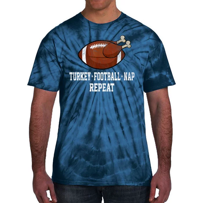 Football Turkey Nap Thanksgiving Tie-Dye T-Shirt