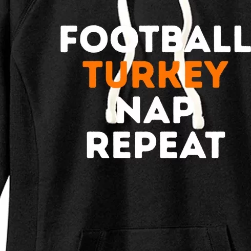 Football Turkey Nap Repeat Thanksgiving Women's Fleece Hoodie