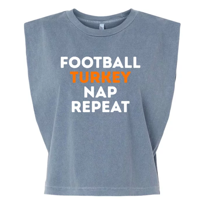 Football Turkey Nap Repeat Thanksgiving Garment-Dyed Women's Muscle Tee