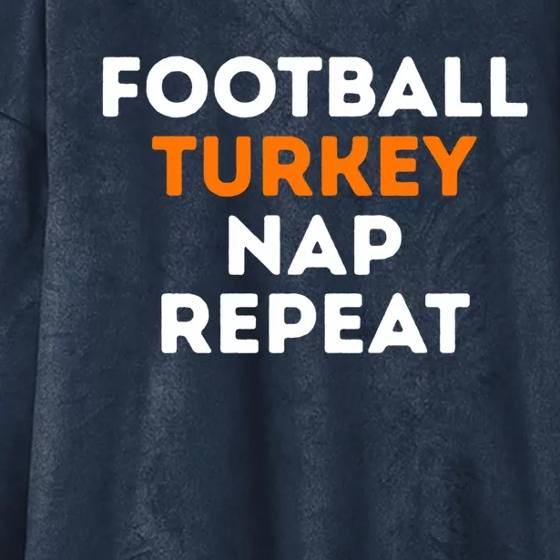 Football Turkey Nap Repeat Thanksgiving Hooded Wearable Blanket