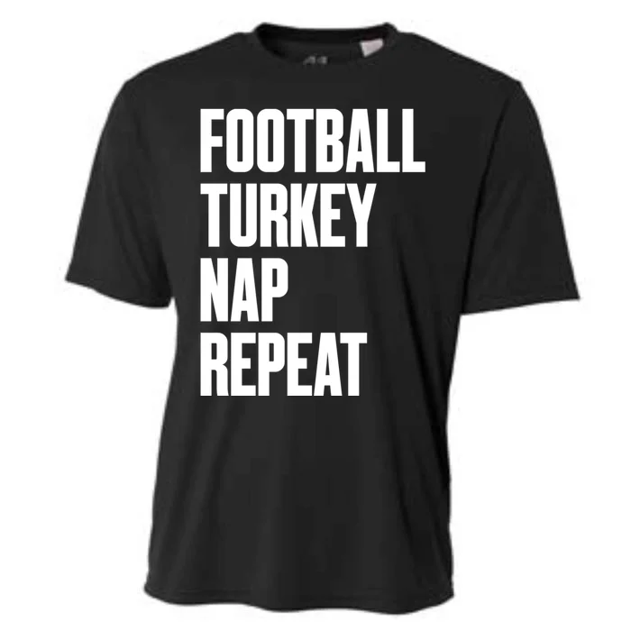 Football Turkey Nap Repeat Funny Sports Fan Humorous Funny Gift Cooling Performance Crew T-Shirt