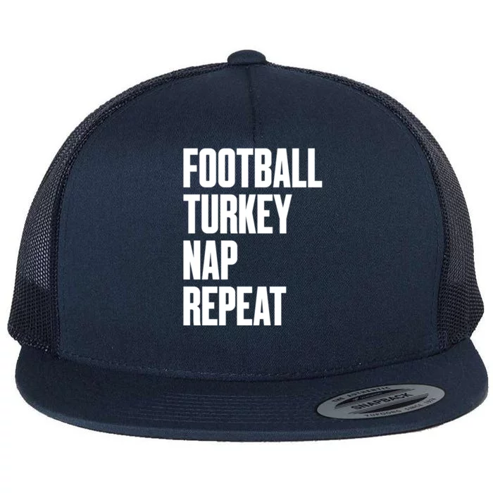 Football Turkey Nap Repeat Funny Sports Fan Humorous Funny Gift Flat Bill Trucker Hat