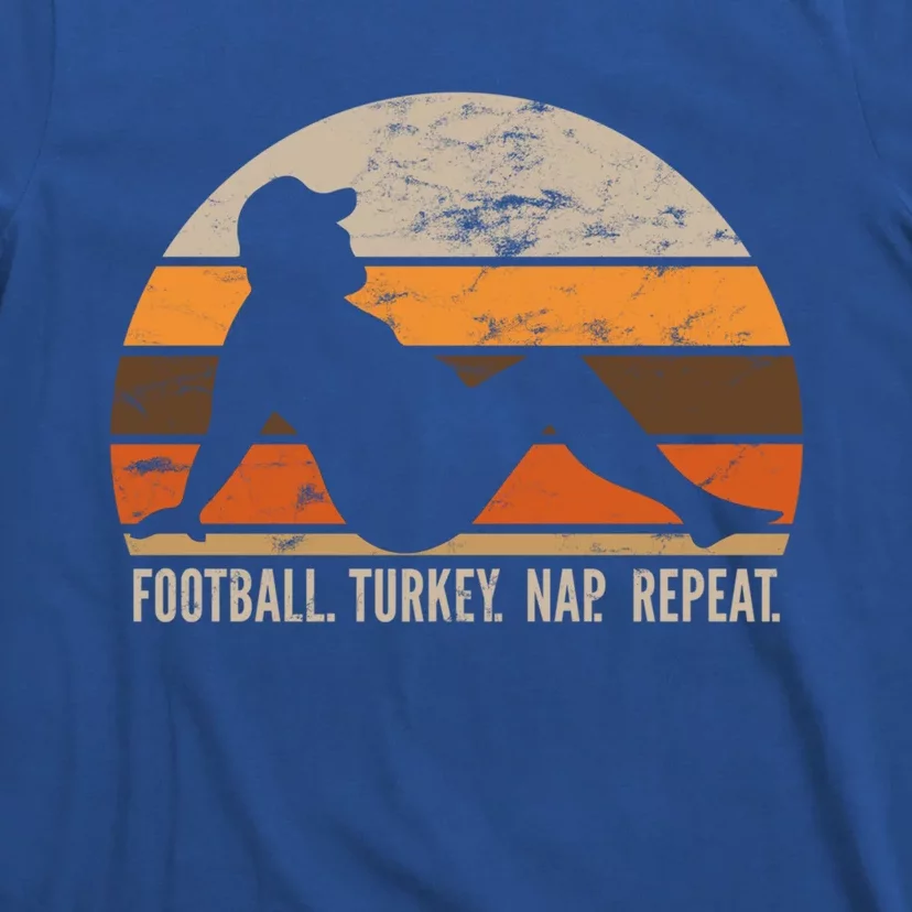 Football Turkey Nap Repeat Funny Thanksgiving Joke Funny Gift T-Shirt