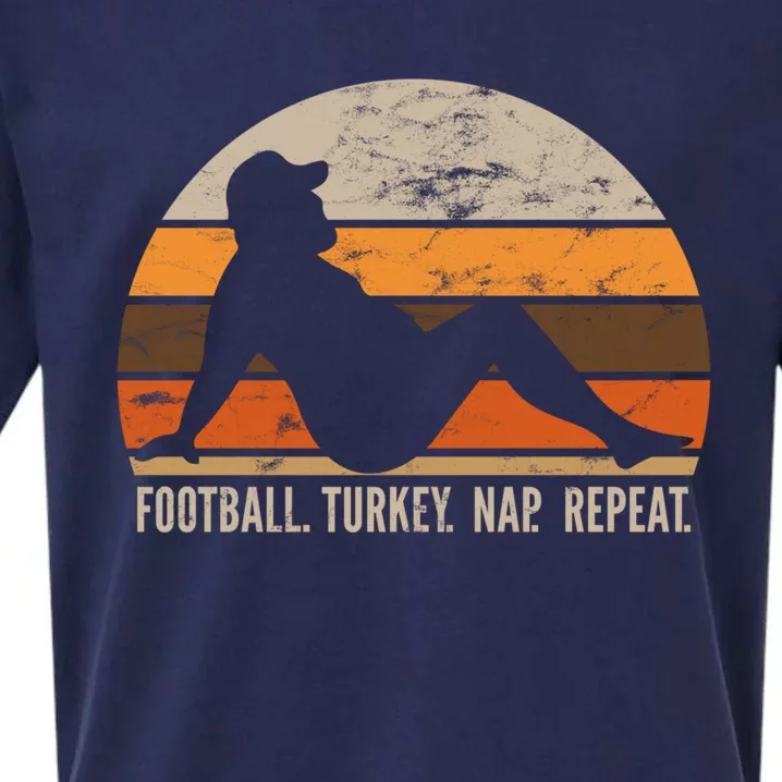 Football Turkey Nap Repeat Funny Thanksgiving Joke Funny Gift Sueded Cloud Jersey T-Shirt