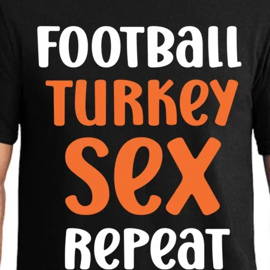 Football Turkey Nap Repeat Funny Thanksgiving Gift Pajama Set