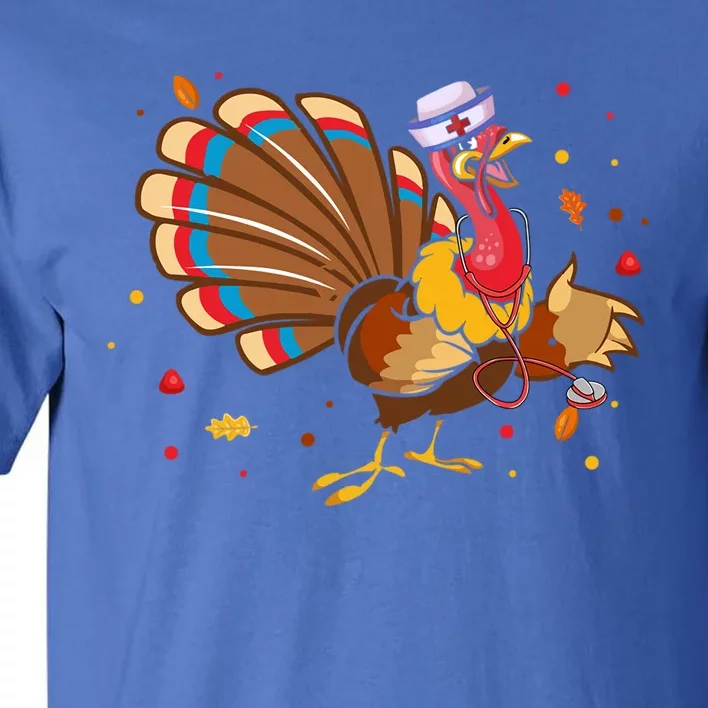 Funny Turkey Nurse Nursing Thanksgiving Stethoscope Nurse Great Gift Tall T-Shirt