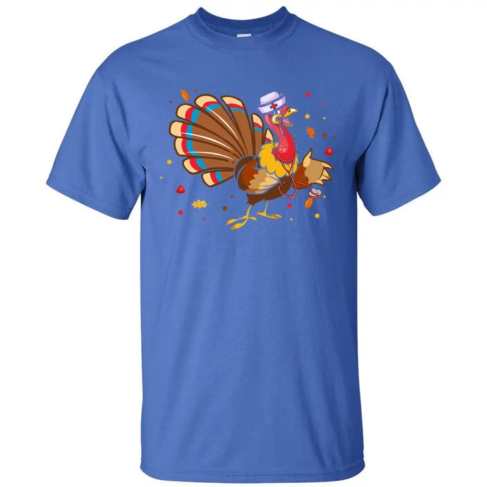 Funny Turkey Nurse Nursing Thanksgiving Stethoscope Nurse Great Gift Tall T-Shirt