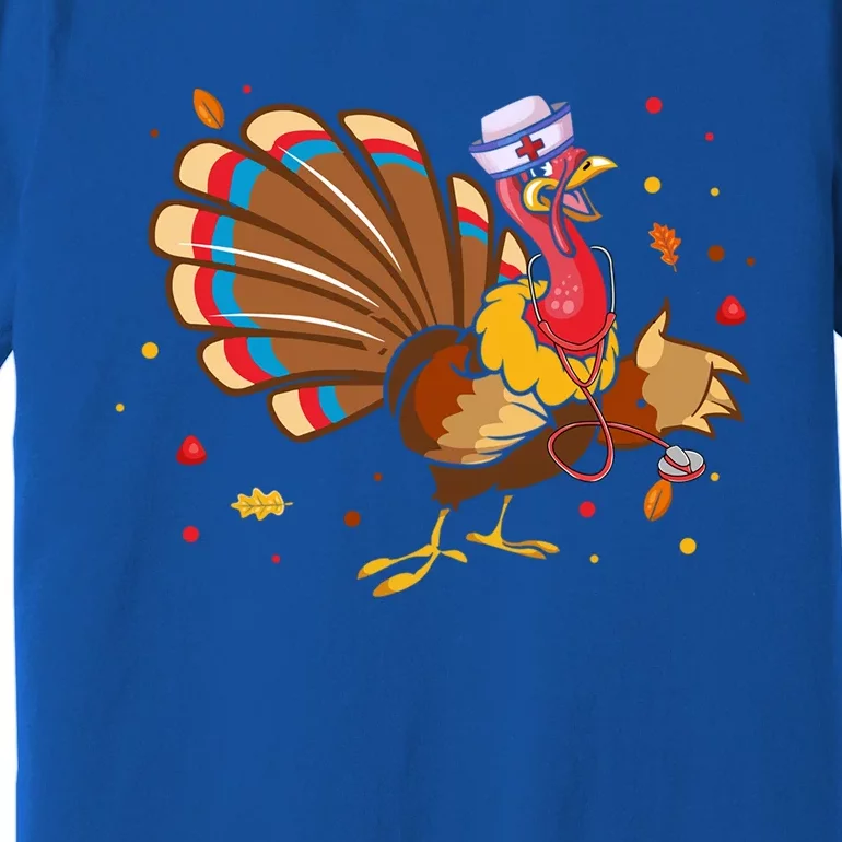 Funny Turkey Nurse Nursing Thanksgiving Stethoscope Nurse Great Gift Premium T-Shirt