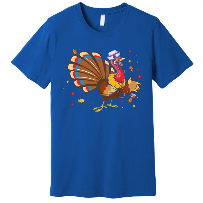 Funny Turkey Nurse Nursing Thanksgiving Stethoscope Nurse Great Gift Premium T-Shirt