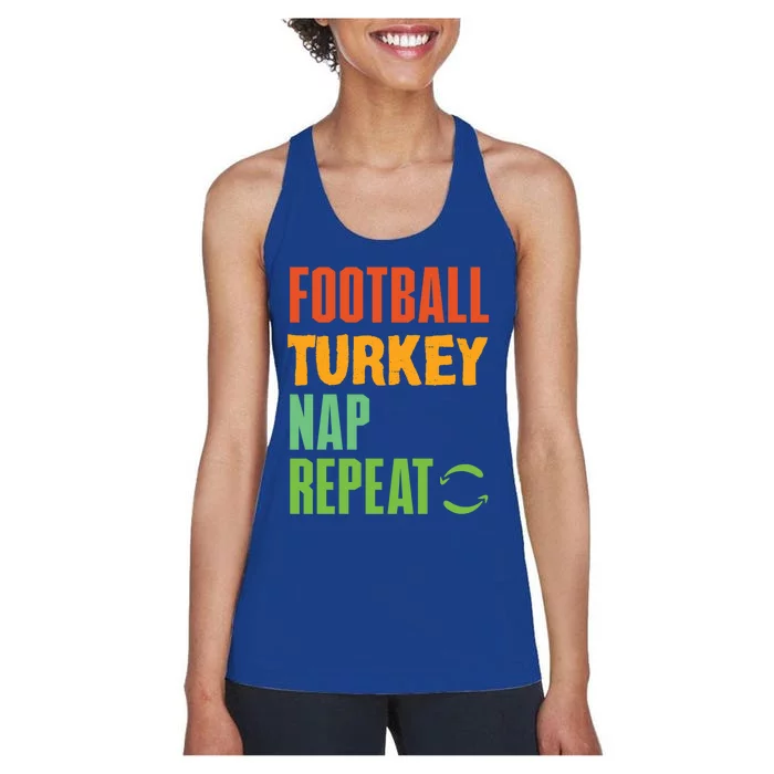 Football Turkey Nap Repeat A Funny Novelty Sports Wear Cute Gift Women's Racerback Tank