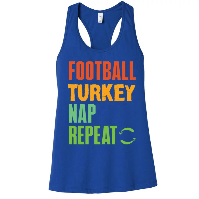 Football Turkey Nap Repeat A Funny Novelty Sports Wear Cute Gift Women's Racerback Tank