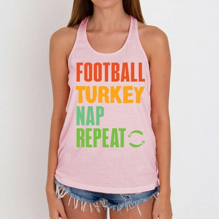 Football Turkey Nap Repeat A Funny Novelty Sports Wear Cute Gift Women's Knotted Racerback Tank