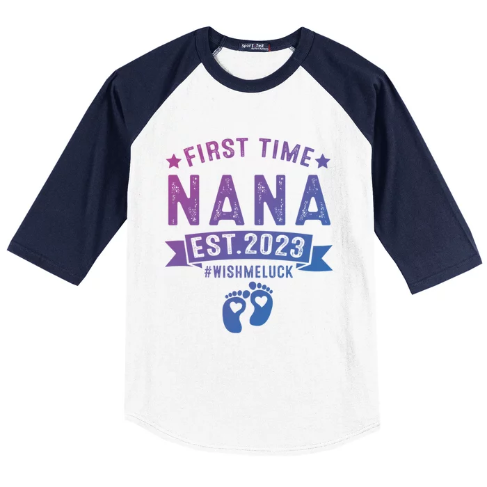 First Time Nana Let The Spoiling Begin New Grandparents Gift Baseball Sleeve Shirt