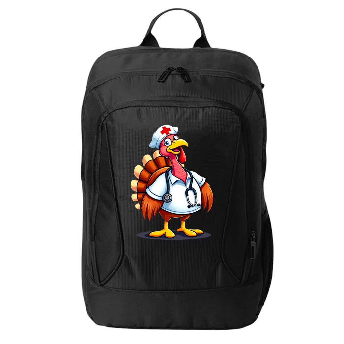 Funny Turkey Nurse Cartoon Thanksgiving Nurses City Backpack