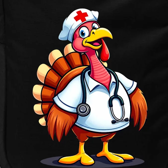 Funny Turkey Nurse Cartoon Thanksgiving Nurses Impact Tech Backpack