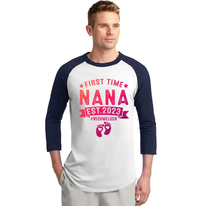 First Time Nana Let The Spoiling Begin New Grandparents Gift Baseball Sleeve Shirt