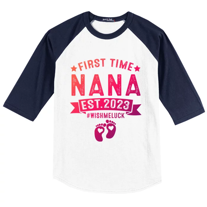 First Time Nana Let The Spoiling Begin New Grandparents Gift Baseball Sleeve Shirt