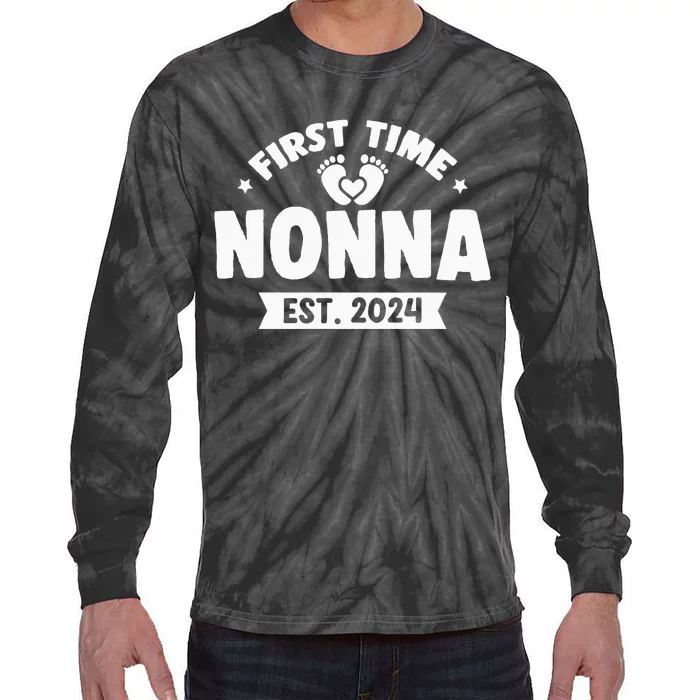 First Time Nonna Baby Announcement Tie-Dye Long Sleeve Shirt