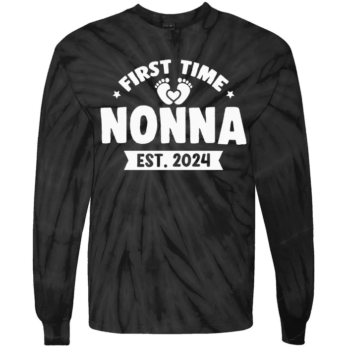 First Time Nonna Baby Announcement Tie-Dye Long Sleeve Shirt