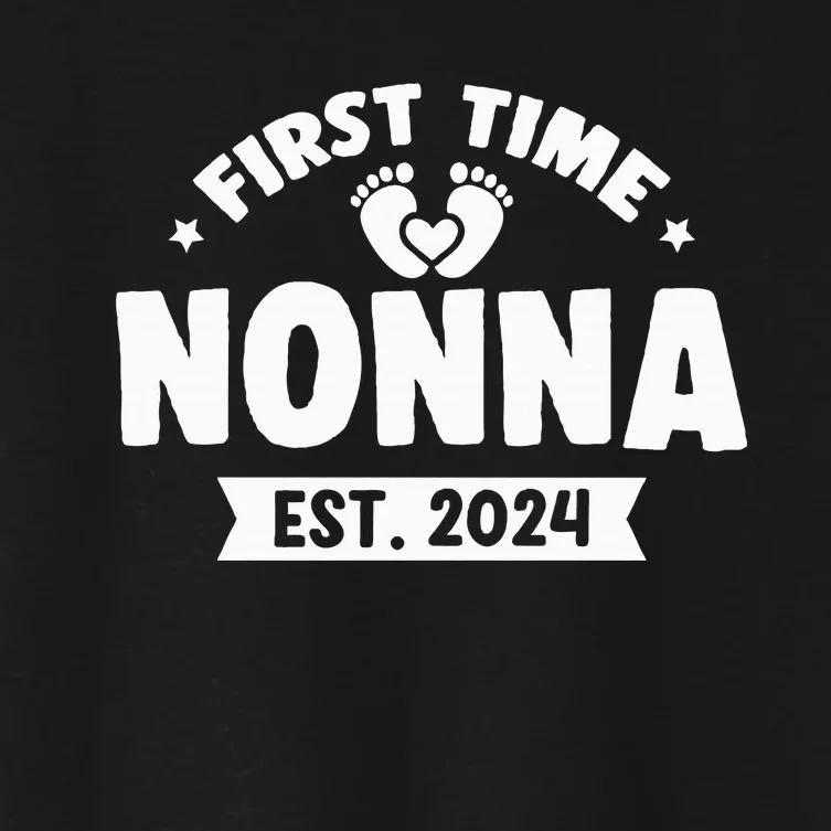 First Time Nonna Baby Announcement Women's Crop Top Tee