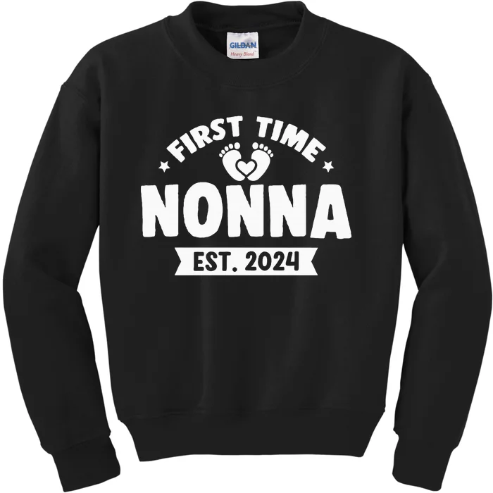 First Time Nonna Baby Announcement Kids Sweatshirt