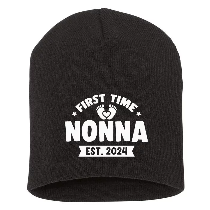 First Time Nonna Baby Announcement Short Acrylic Beanie