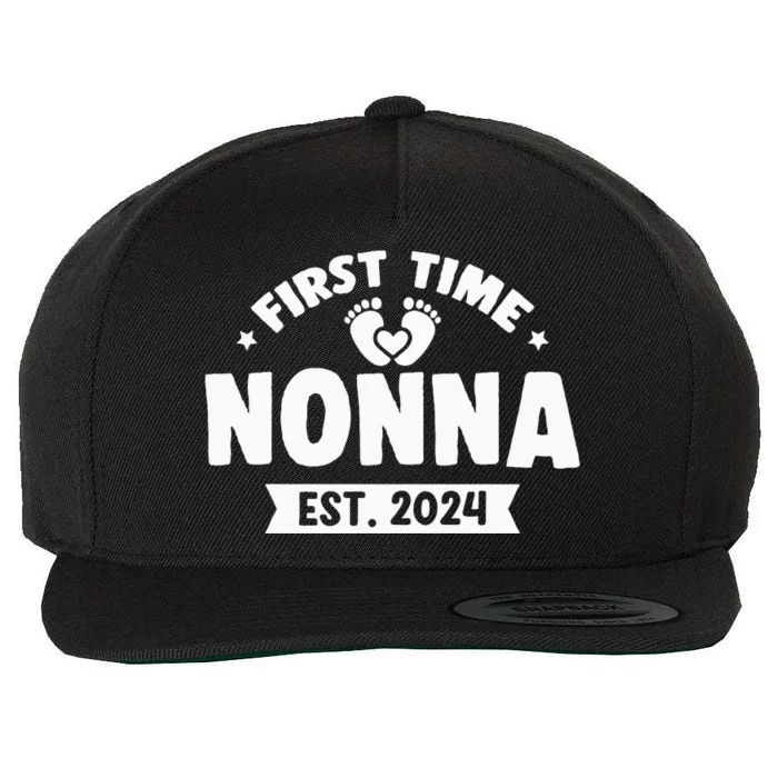 First Time Nonna Baby Announcement Wool Snapback Cap