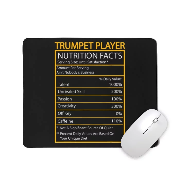 Funny Trumpet Nutrition Facts Cool Trumpet Player Men Women Mousepad