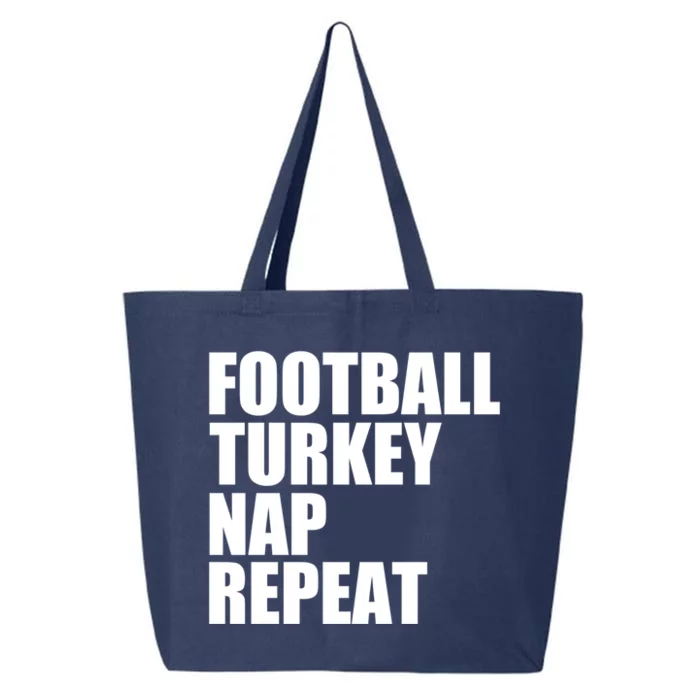 Football Turkey Nap Repeat Thanksgiving Gobble Family Lovers Gift 25L Jumbo Tote