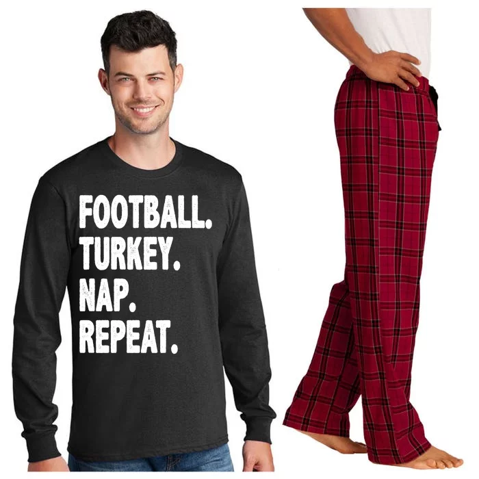 Football Turkey Nap Repeat Long Sleeve Pajama Set