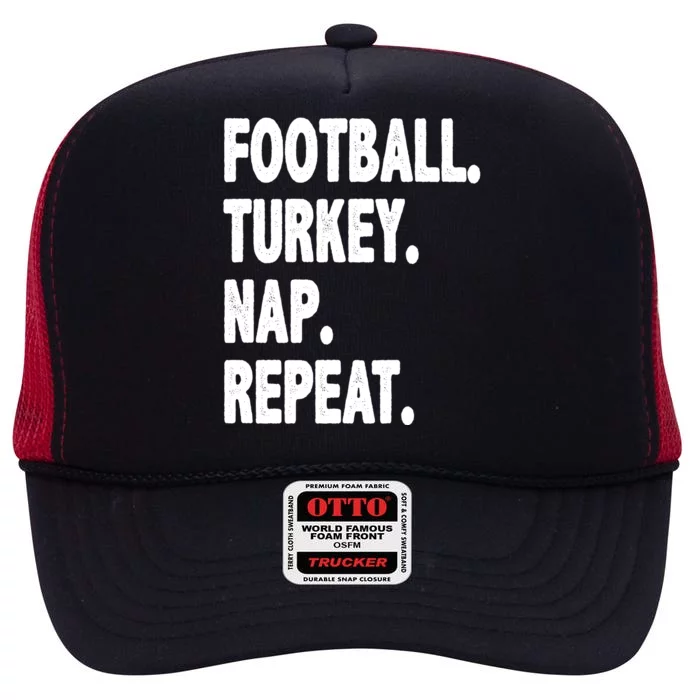 Football Turkey Nap Repeat High Crown Mesh Trucker Hat