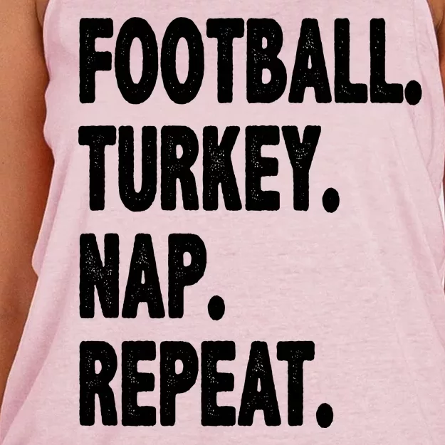 Football Turkey Nap Repeat Women's Knotted Racerback Tank