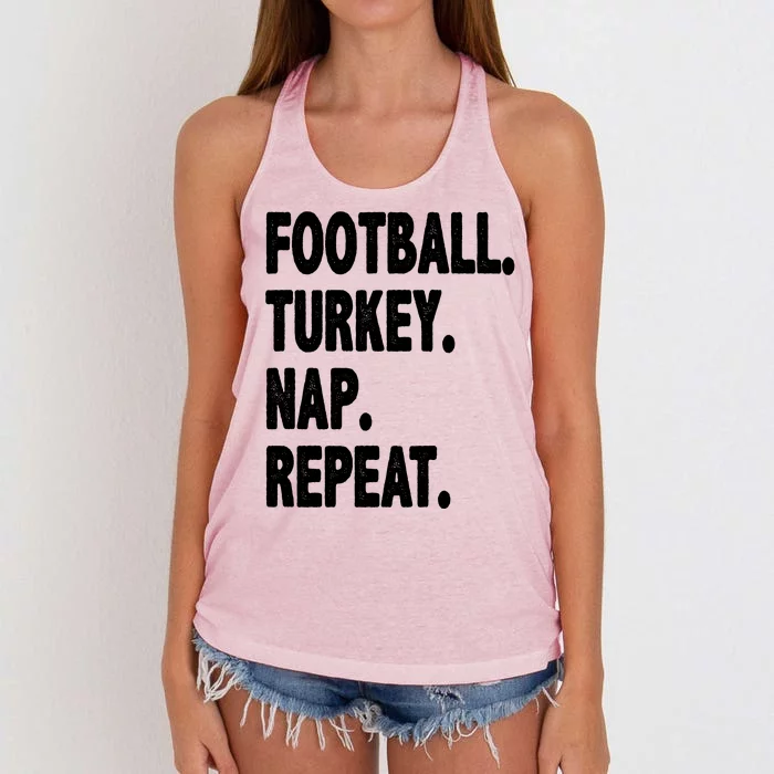 Football Turkey Nap Repeat Women's Knotted Racerback Tank