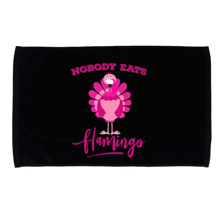 Funny Thanksgiving Nobody Eats Flamingo Turkey Face Microfiber Hand Towel