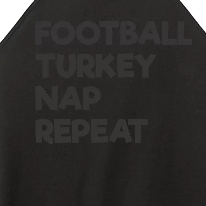 Football Turkey Nap Repeat Thanksgiving Theme Women’s Perfect Tri Rocker Tank