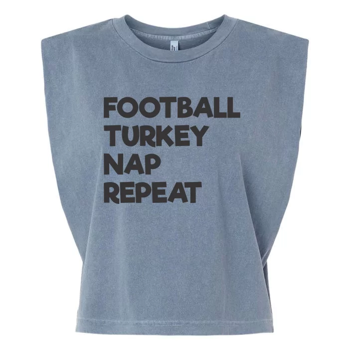 Football Turkey Nap Repeat Thanksgiving Theme Garment-Dyed Women's Muscle Tee