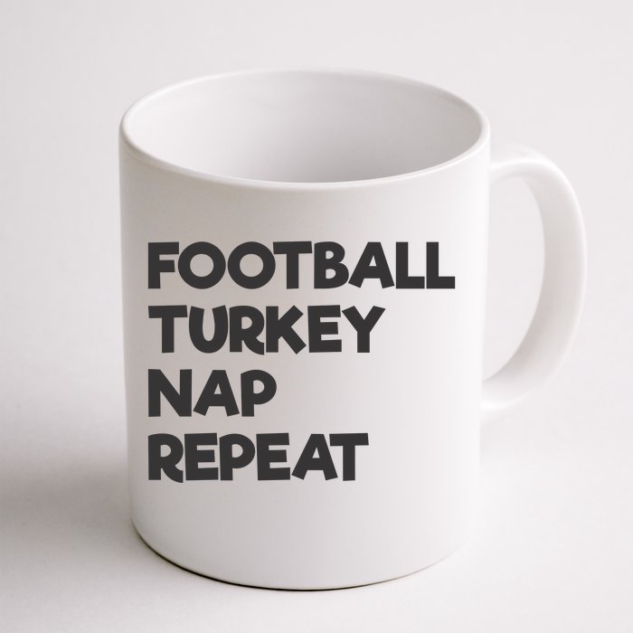 Football Turkey Nap Repeat Thanksgiving Theme Front & Back Coffee Mug