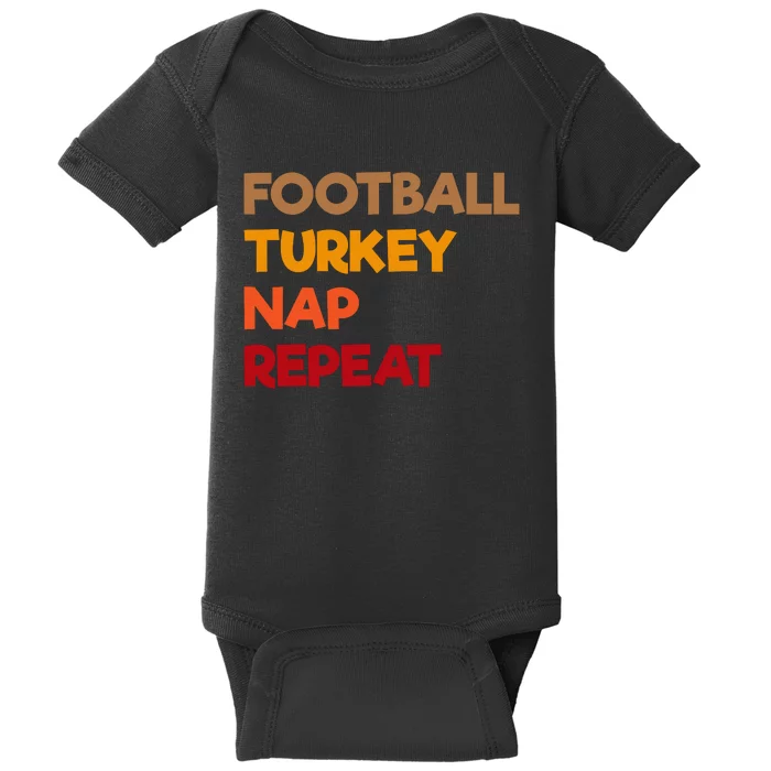 Football Turkey Nap Repeat Baby Bodysuit