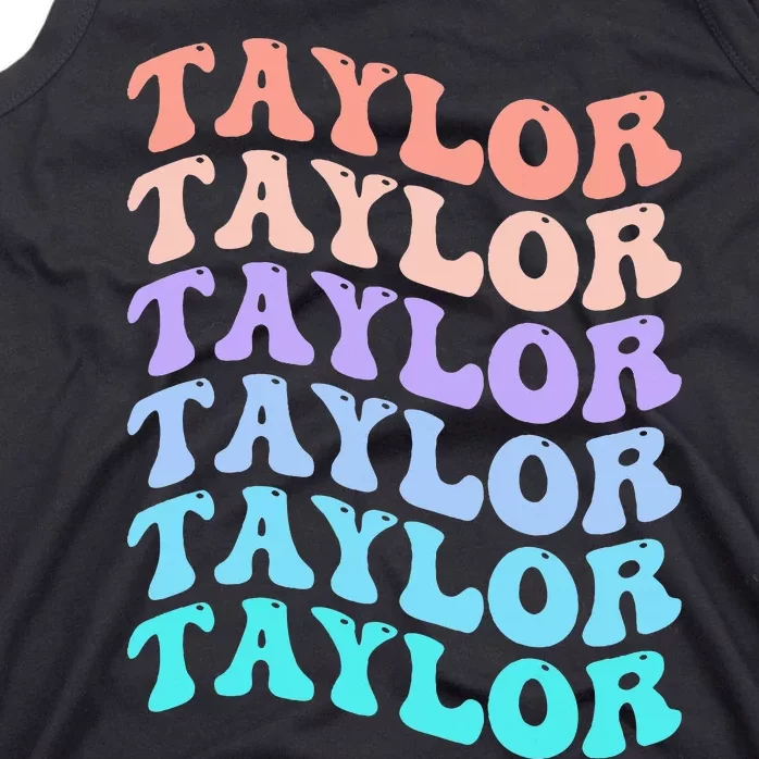 Funny Taylor name groovy colourful love i love Ts Taylor Tank Top