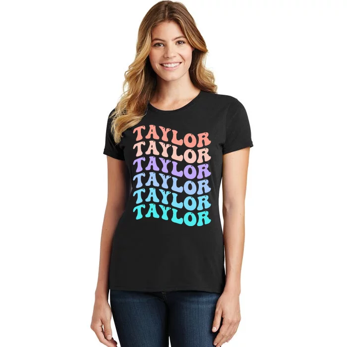 Funny Taylor name groovy colourful love i love Ts Taylor Women's T-Shirt