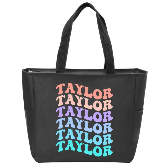 Funny Taylor name groovy colourful love i love Ts Taylor Zip Tote Bag