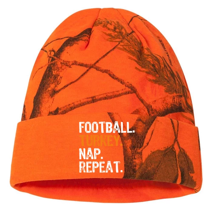 Football Turkey Nap Repeat Thanksgiving Funny Gift Kati - 12in Camo Beanie