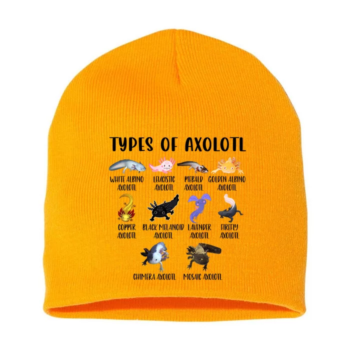 Funny Types Of Axolotl Art Cute Different Species Of Axolotl Short Acrylic Beanie