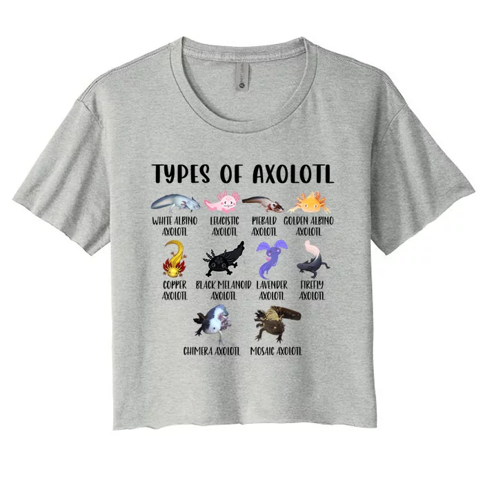 Funny Types Of Axolotl Art Cute Different Species Of Axolotl Women's Crop Top Tee