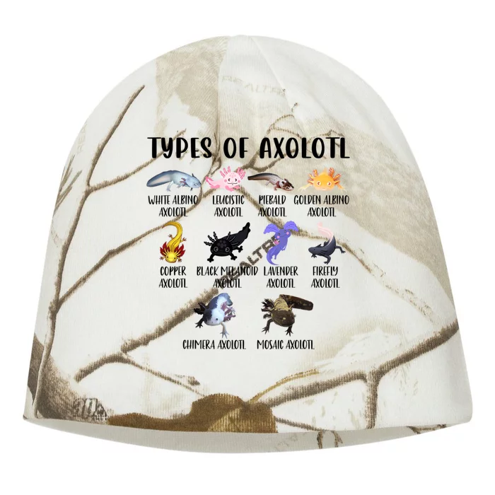 Funny Types Of Axolotl Art Cute Different Species Of Axolotl Kati - Camo Knit Beanie