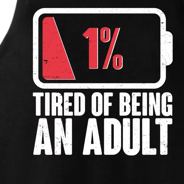 Funny Tired Of Being An Adult Low Battery Ladies Tri-Blend Wicking Tank