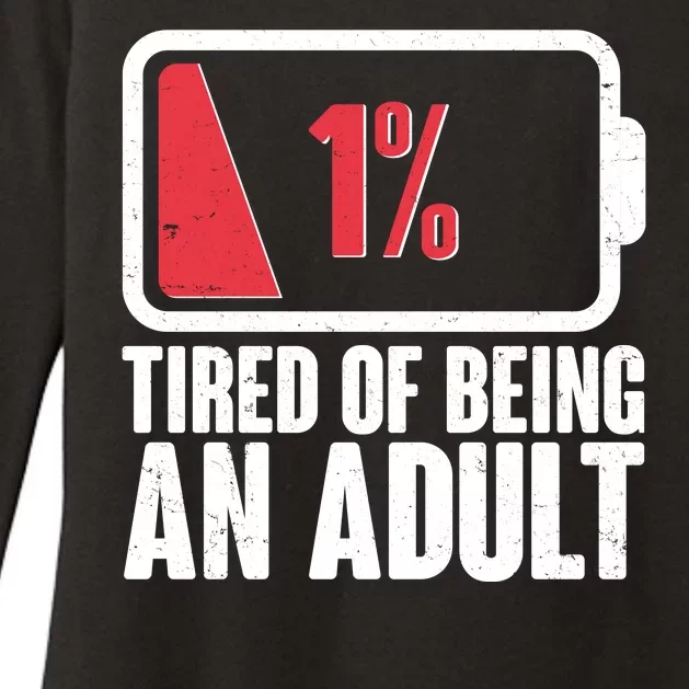 Funny Tired Of Being An Adult Low Battery Womens CVC Long Sleeve Shirt