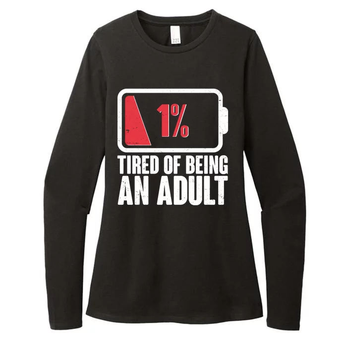 Funny Tired Of Being An Adult Low Battery Womens CVC Long Sleeve Shirt