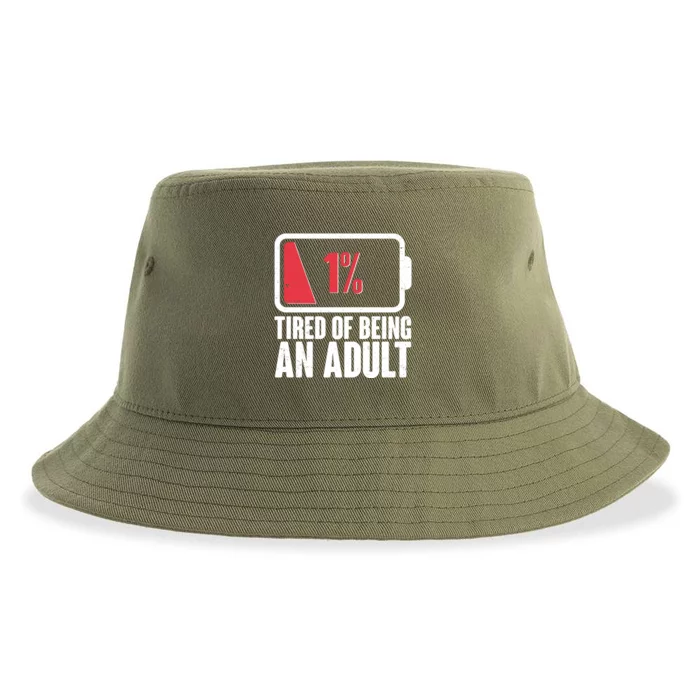 Funny Tired Of Being An Adult Low Battery Sustainable Bucket Hat