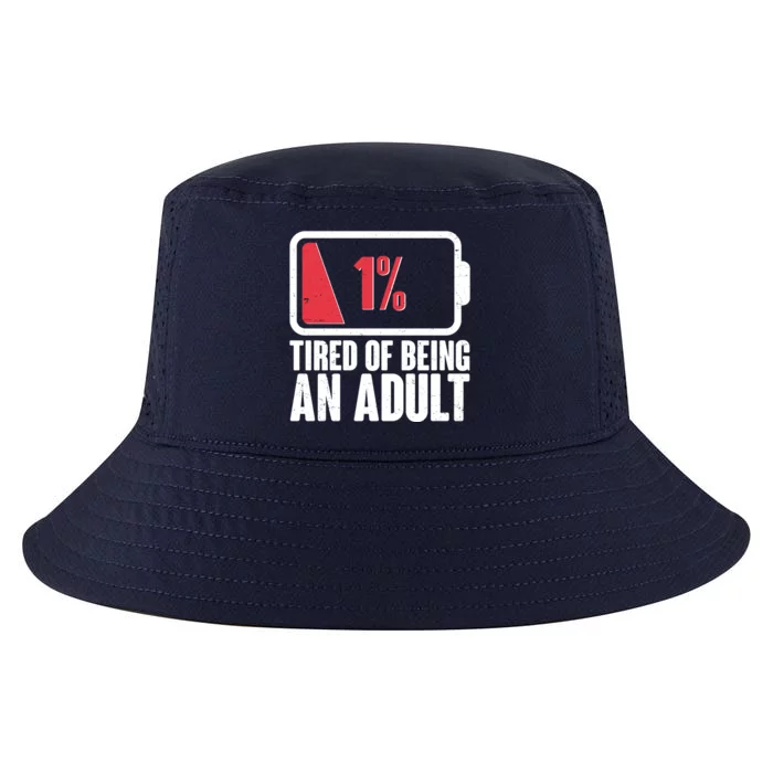 Funny Tired Of Being An Adult Low Battery Cool Comfort Performance Bucket Hat